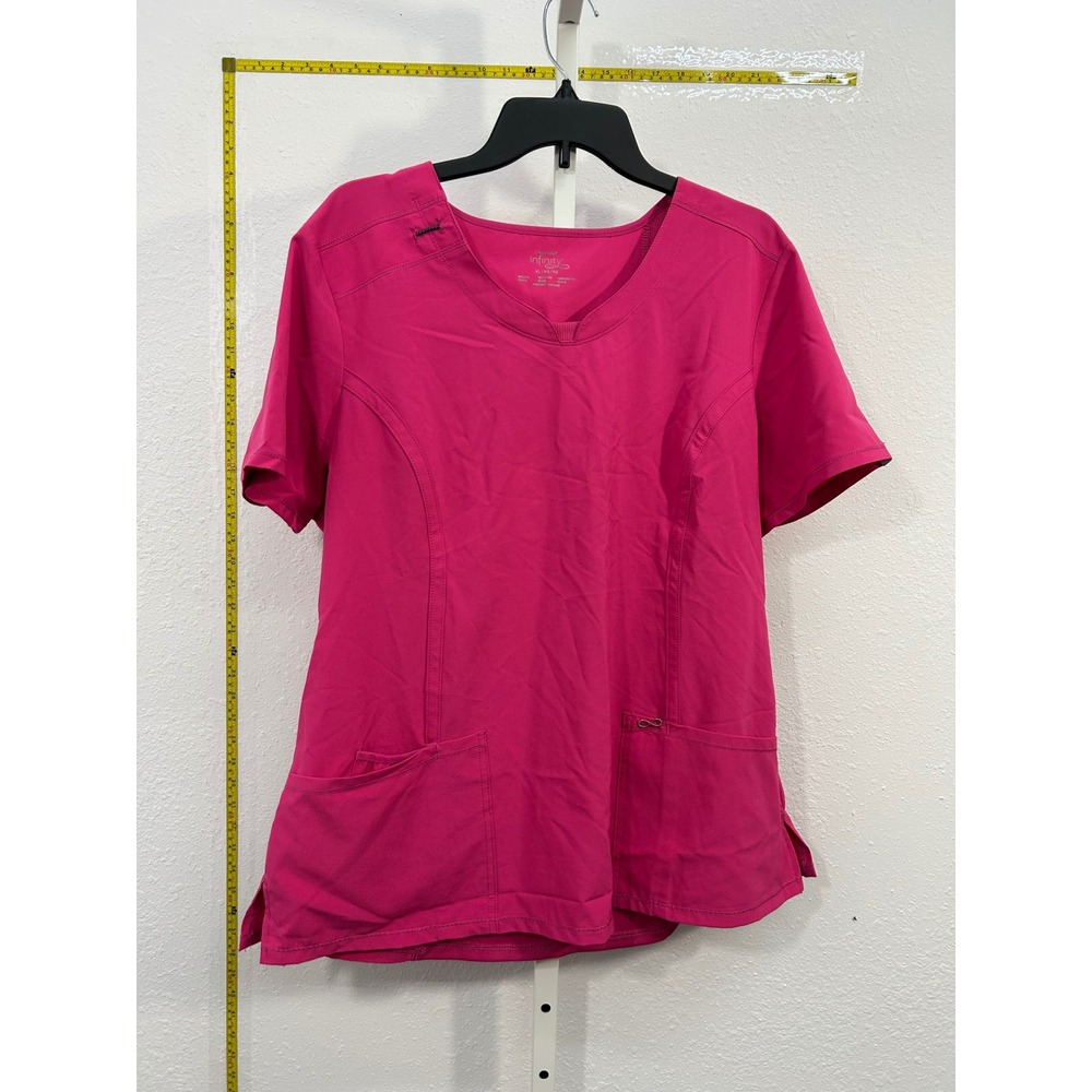 Cherokee Infinity Pink V-Neck Scrub Top Womens‎ XL Short Sleeve 2624A PKCH